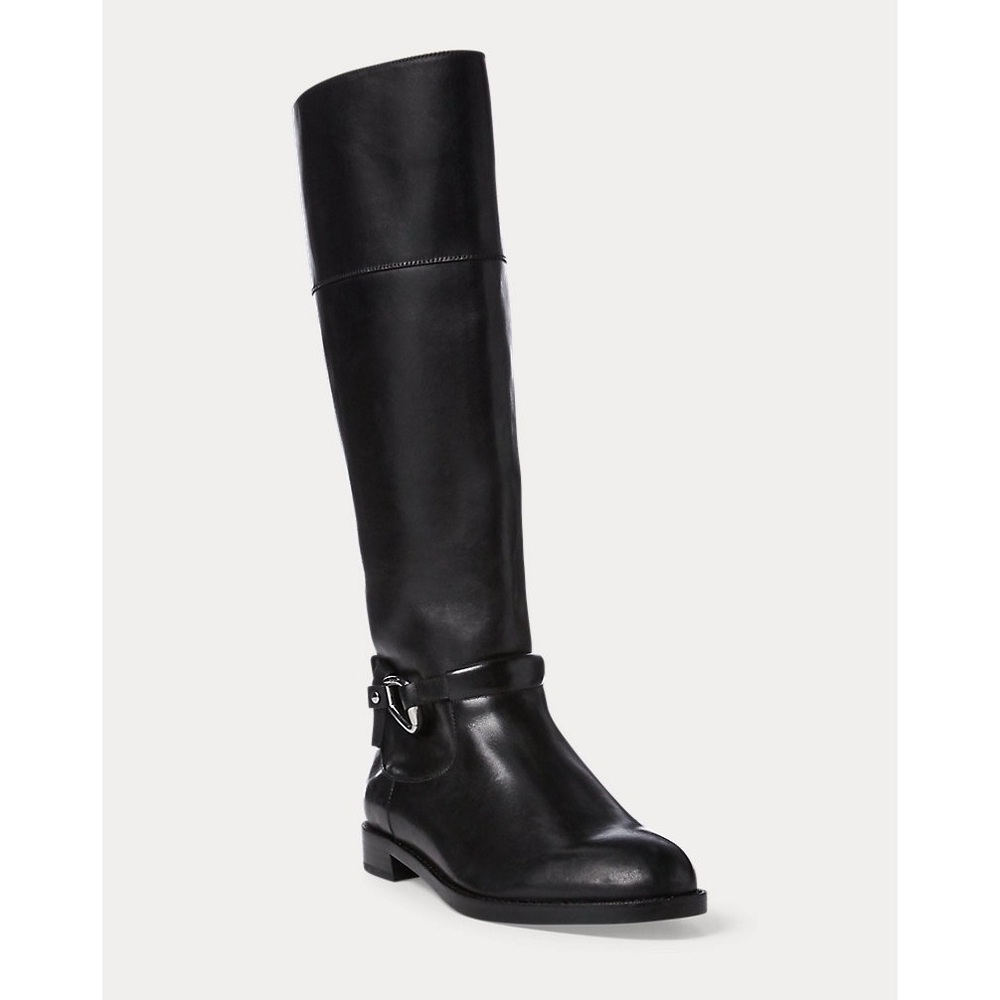 RALPH LAUREN Harlee Tall Black Leather Riding Boots Equestrian Knee High 6 - Picture 2 of 16